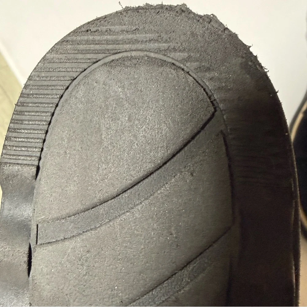 Clarks Collection Black‎ Suede Platform Loafers Bow Detail 7M